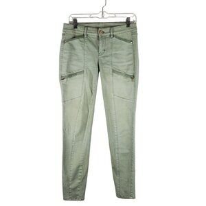 WHITE House Black Market Jeans Womens 2 The Skinny Ankle Moto Moss Green Stretch